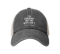 Anceky Soy amigable, Pero mi Esposa no. Gorra de béisbol de Malla Tipo Camionero para Adulto, Color Negro.