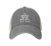 Anceky Soy amigable, Pero mi Esposa no. Gorra de béisbol de Malla Tipo Camionero para Adulto, Color Negro.