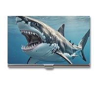 Anceky Tarjetero Delgado con diseño de tiburón Blanco Que Abre la Boca para Tarjetas de Visita, con Nombre, para Hombre y Mujer.