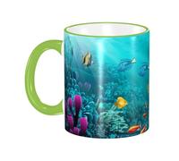 Anceky Taza de café con diseño de marina y peces tropicales, de cerámica con asa, para té, para mujeres y hombres