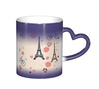 Anceky Taza de café de cerámica de 11 oz con cambio de color sensible al calor Llévame a París, divertida taza de cerámica que cambia de color para mujeres y hombres.
