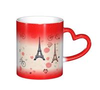 Anceky Taza de café de cerámica de 11 oz con cambio de color sensible al calor Llévame a París, divertida taza de cerámica que cambia de color para mujeres y hombres.