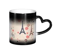 Anceky Taza de café de cerámica de 11 oz con cambio de color sensible al calor Llévame a París, divertida taza de cerámica que cambia de color para mujeres y hombres.