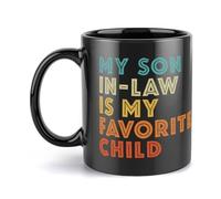 Anceky Taza de café Mi yerno es mi hijo favorito, divertida para suegra. Idea de cumpleaños divertida para mamá, papá, esposo y esposa. Taza de café de 325 ml, taza de té negra.