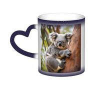Anceky Taza de cerámica con diseño de koala abrazando un árbol, 1 impresión que cambia de color, taza de café, taza mágica personalizada, taza de té