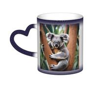 Anceky Taza de cerámica con estampado de koala abrazando un árbol que cambia de color, taza de café mágica personalizada, taza de té