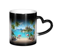 Anceky Taza mágica de cerámica de 11 oz, ideal para café y té, ideal para vacaciones en la isla del té.