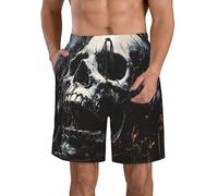 Anceky Traje de baño para Hombre, bañador, Pantalones Cortos de Playa, Traje de baño, Esqueleto, Calavera, música, Heavy Metal.