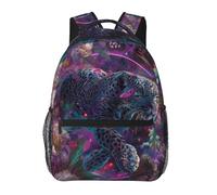 Anceky Un leopardo saltando que irrumpe a través de un portal de neón defectuoso Mochila Mochilas de viaje Mochila para portátil Mochila informal para el día a día para hombres y mujeres
