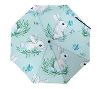 Anceky watercolor white rabbits Small Strong But Light Portable And Folding Rain Umbrella for Rain Windproof, Durable Premium Grip
