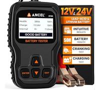 ANCEL BT310 comprobador de baterias de coche de 12 V 24 V, ccomprobador de baterias de coche de plomo-ácido y de litio de 100 a 2000 CCA; comprueba el estado de las baterías , para coches