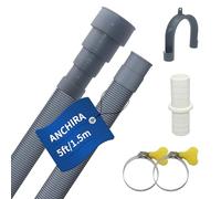 Anchira Manguera Desague Lavadora 1.5m, Manguera de Desague Lavavajillas con Soporte Conector y Abrazadera, Universal Tubo Desague de Lavadora Lavavajillas, Extensión Manguera Lavadora y Lavavajillas