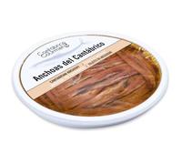 Anchoas de Santoña | Anchoas del Cantábrico en Aceite de Oliva | 25 Filetes Artesanales Premium | Anchoa Gourmet (250gr) en pandereta | Sabor Intenso Ligero en Sal | Elaborado por Casa Santoña