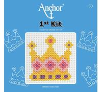 ANCHOR 1er Kit de Punto de Cruz, Lona Algodón, Corona, 10 x 10 cm