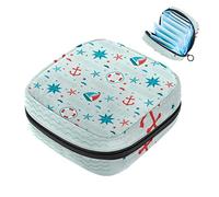 Anchor - Bolsa de almacenamiento para servilletas sanitarias con diseño de estrella de mar, bolsa de almohadilla menstrual portátil con cremallera para adolescentes, niñas, mujeres y mujeres