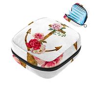 Anchor - Bolsa de almacenamiento para servilletas sanitarias con flores oxidadas para mujeres, adolescentes y niñas, bolsa de copa menstrual, soporte para almohadilla de lactancia
