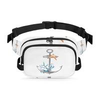 Anchor Coral - Riñonera multifunción con diseño de estrella de mar para viajes, deportes, correr, ancla de mar, riñonera, bolsa de cinturón para mujeres, hombres, niñas y niños, color, XL, Organizador