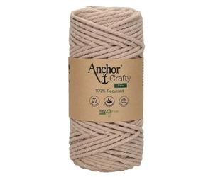 Anchor Crafty Cordón de macramé fino 00106 perla, 250 g aprox. 65 m, mezcla de algodón y poliéster, teñido vegetal, suave, 3 capas.