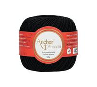 Anchor Freccia - Hilo de ganchillo (grosor 6, 100% algodón), algodón, 00403 Schwarz, negro