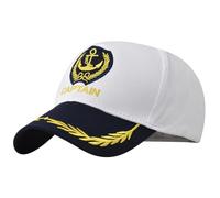 Anchor - Gorra de capitán bordada, gorra de béisbol ajustable para yate náutico, azul marino, marinero, camionero, Blanco, 2-8