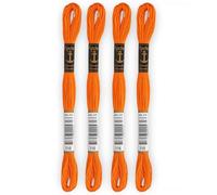 Anchor - Juego de 4 mechones de algodón enrollado | 100% algodón | Hilo de bordar, punto de cruz, lienzo | Color naranja | Ref 4635000-4EA_00316