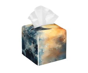 Anchor Ocean Pattern - Funda para caja de pañuelos náutica, de piel sintética, cuadrada, organizador de papel, dispensador para cocina, baño, dormitorio, tocador, mesitas de noche