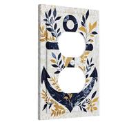 Anchor - Placas de cubierta para interruptor de luz, color azul marino, tema náutico decorativo para detalles de pared, estilo costero mediterráneo, placas de pared termoplásticas, toma dúplex