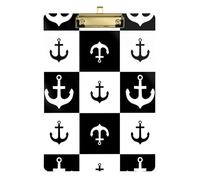 Anchor - Portapapeles de tablero de ajedrez blanco y negro para estudiantes, 12 x 9 pulgadas, portapapeles para mujeres, dibujo, acrílico, suministros de oficina personalizados, color dorado