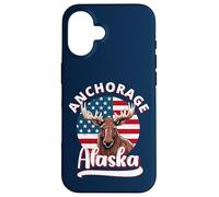 Anchorage Alaska Moose Viewing Alaska Flag Hunting Souvenir Carcasa para iPhone 16
