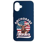 Anchorage Alaska Moose Viewing Alaska Flag Hunting Souvenir Carcasa para iPhone 16 Plus