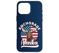 Anchorage Alaska Moose Viewing Alaska Flag Hunting Souvenir Carcasa para iPhone 16 Pro MAX