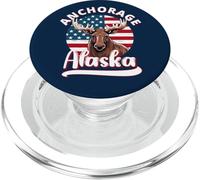 Anchorage Alaska Moose Viewing Alaska Flag Hunting Souvenir PopSockets PopGrip para MagSafe