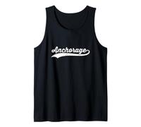 Anchorage Alaska Vintage Cursiva US Ciudad Nombre Retro Deportes Camiseta sin Mangas
