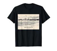 Anchorage Alaska Vintage Horizonte Dibujo Camiseta