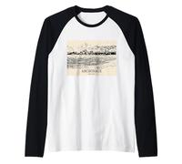 Anchorage Alaska Vintage Horizonte Dibujo Camiseta Manga Raglan