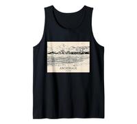 Anchorage Alaska Vintage Horizonte Dibujo Camiseta sin Mangas