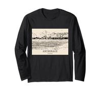 Anchorage Alaska Vintage Horizonte Dibujo Manga Larga