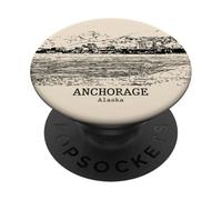 Anchorage Alaska Vintage Horizonte Dibujo PopSockets PopGrip Adhesivo
