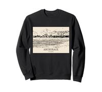 Anchorage Alaska Vintage Horizonte Dibujo Sudadera