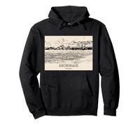 Anchorage Alaska Vintage Horizonte Dibujo Sudadera con Capucha