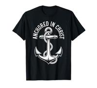 Anchored In Christ Religious Christian Faith Hombres Mujeres Camiseta