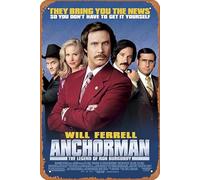 Anchorman: The Legend of Ron Burgundy 2004 - Cartel de metal retro para decoración de pared, 30,5 x 20,3 cm, aspecto vintage