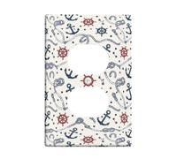 Anchors - Cubiertas de toma dúplex para pared, rueda de cuerda marítima náutica de verano, color azul marino, placas frontales de plástico tamaño estándar para tomas de corriente para dormitorio, baño