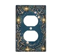 Anchors - Placa de pared dúplex, diseño de farol náutico costero, de verano, color azul marino, de plástico, tamaño estándar, para tomas eléctricas, para sala de estar, dormitorio, decoración de
