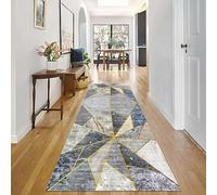 Anchos Corredores de Alfombras para Pasillo Gris Azul Dorado Alfombra Peluda Geométrica 60/80/90/100/110/120cm para Salón Guardarropa Comedor Corredor(80 * 100cm)