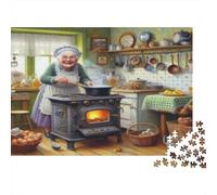 Anciana cocinando Puzzle 1000 Piezas Papel Reciclado para Adultos Puzzle para Adultos Juego Familiar Divertido y desafiante Excelente Idea de Regalo para relajación 70x50cm/1000pcs