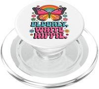 Anciano Blanco Hippie Retro Vibe Mariposa Vintage 70s Groovy PopSockets PopGrip para MagSafe