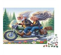Anciano en Moto Puzzle Imposible 1000 Piezas, Viaje Divertido, Difícil, Cartón Reciclado para Expertos, 38x26cm