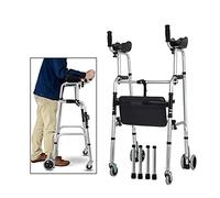 Ancianos con soporte para brazo Pliegue la ayuda para caminar vertical Mover la rueda de desplazamiento Liberación doble segura Duplica la comodidad