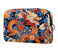 Ancient Auspicious Dragon - Bolsa de cosméticos para mujer, neceser de viaje, bolsa organizadora de maquillaje grande con cremallera, multicolor, 18.5x7.5x13cm/7.3x3x5.1in, Neceser